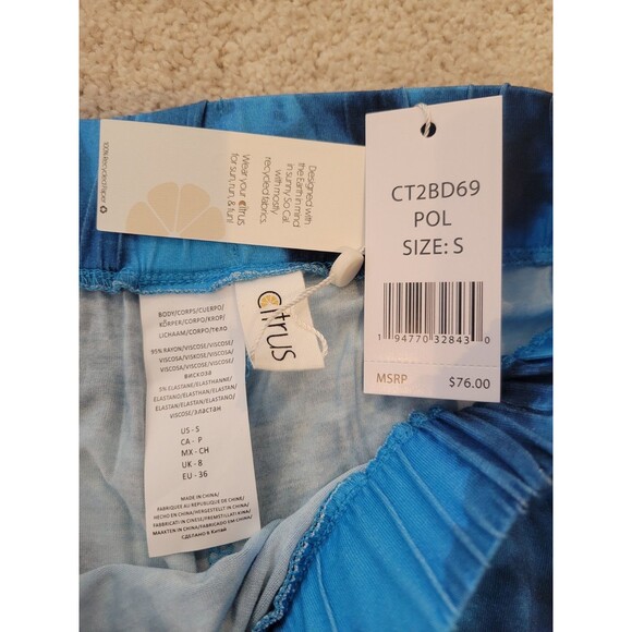NWT CITRUS womens Versatile Soft Flowy Blue Tie Dye Shorts Size Small Boho Beach - Picture 7 of 9